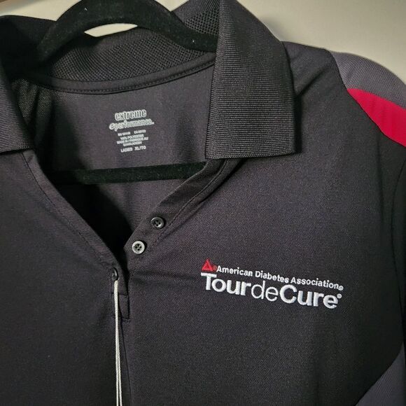 Exteme Performance Ladies Tour de Cure Black,Gray,Eed Polo Shirt Size XL - Picture 3 of 7